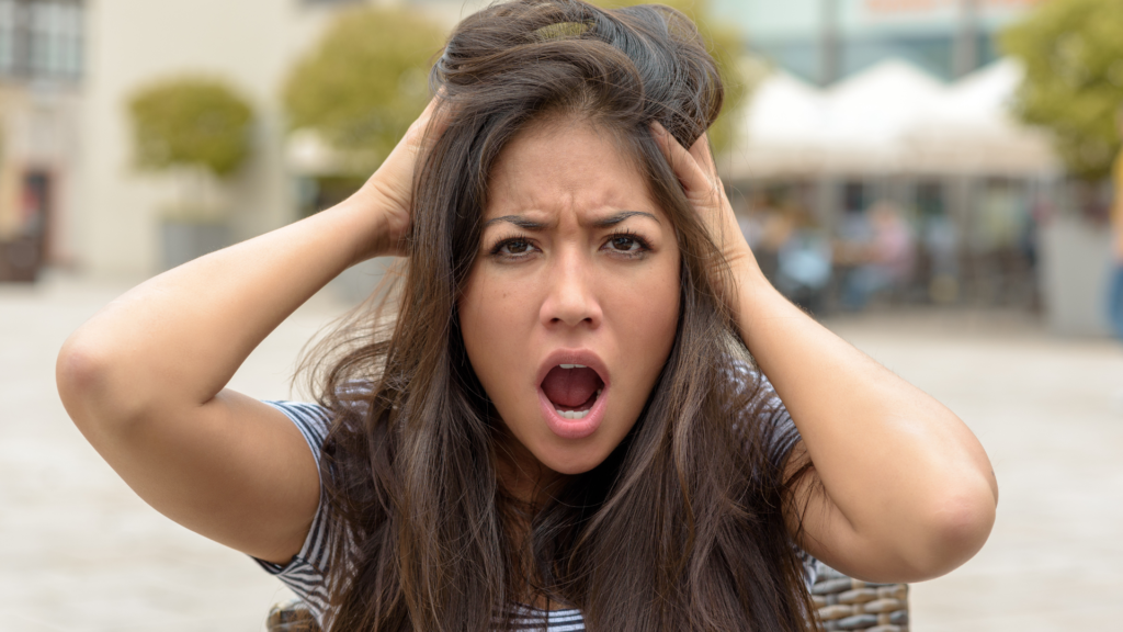 Add a subheading woman looking stressed out