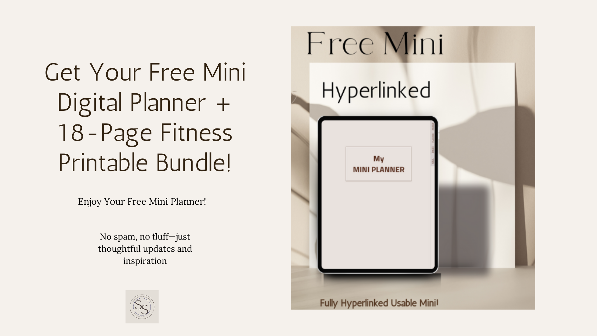 BANNER 2 subscribe for free mini digital planner and fitness printable